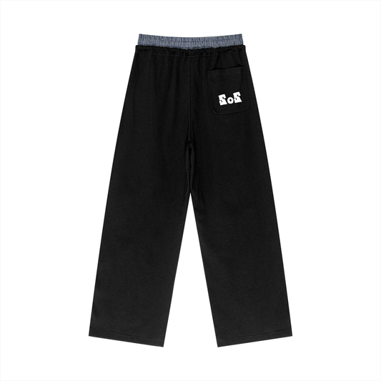 Plaid Contrast Waist Pants