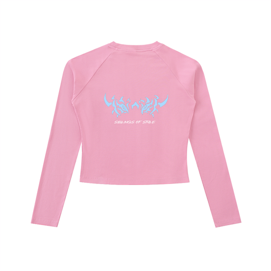 Dyed Washed Raglan Long Sleeve Slim T-Shirt