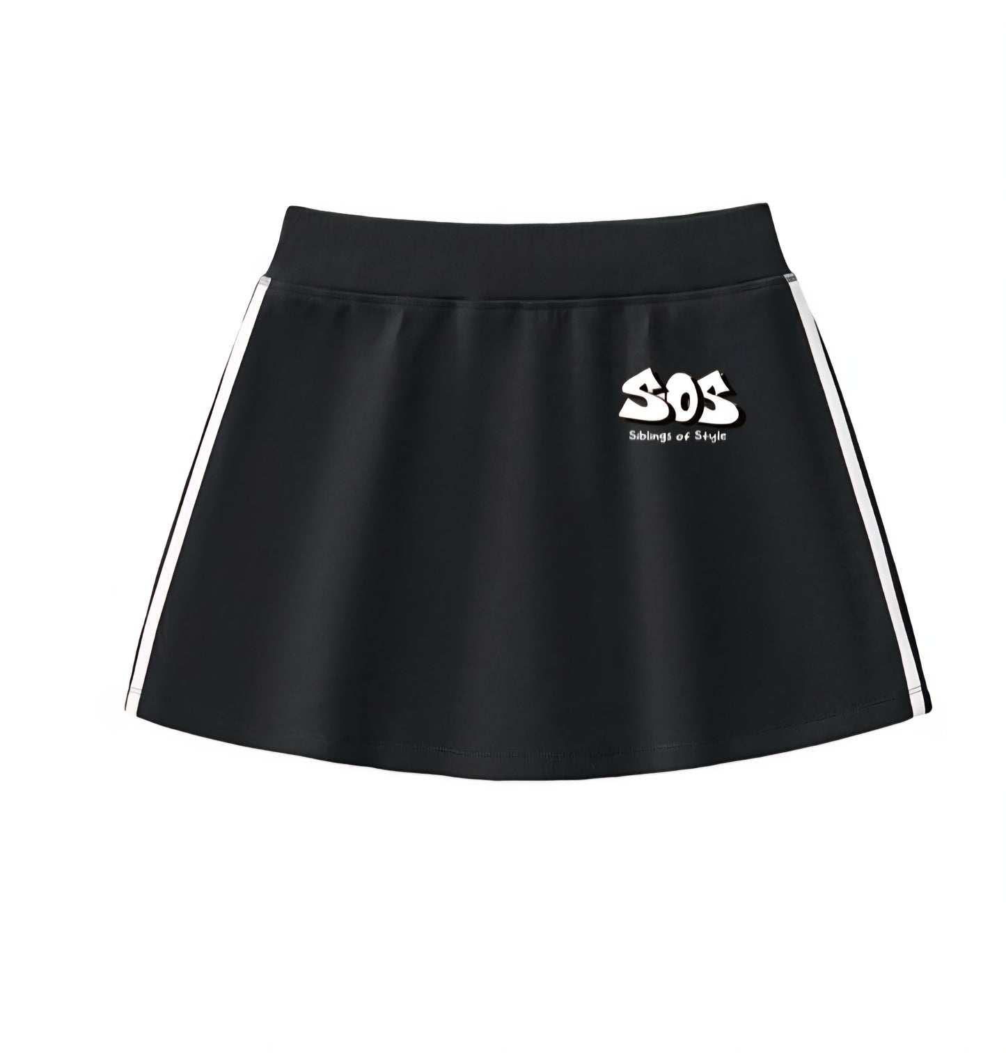 SOS blqck and white design netball skirt